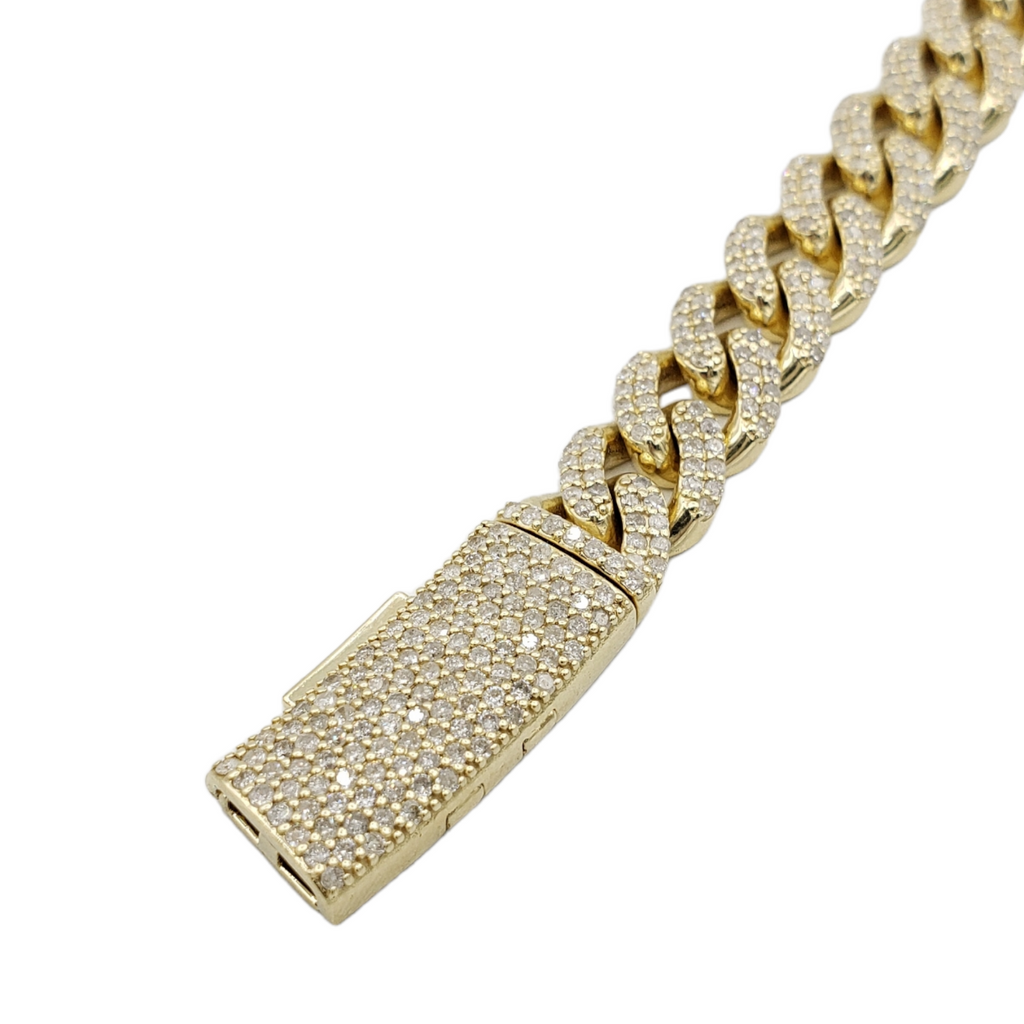 10K Gold- Iced Out Diamond Miami Cuban Chains (10mm)