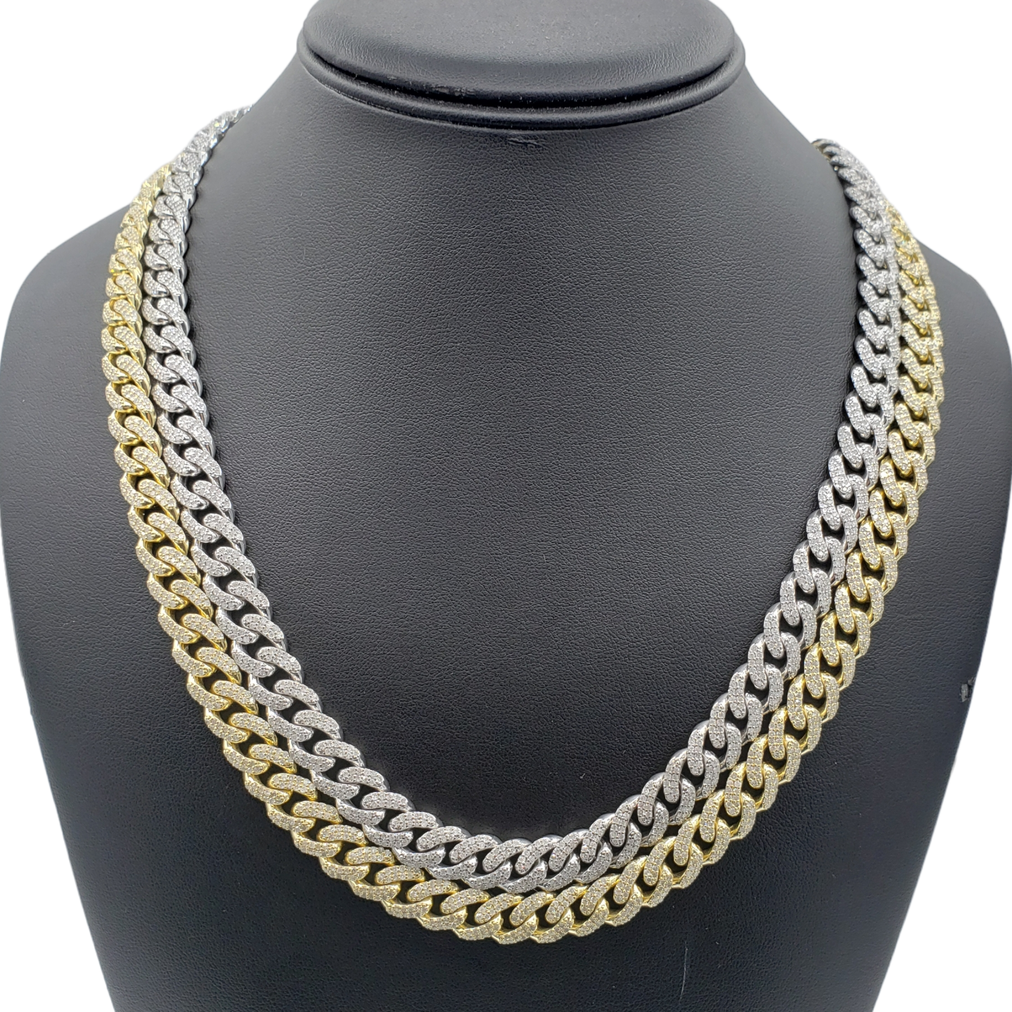 10K Gold- Iced Out Diamond Miami Cuban Chains (10mm)