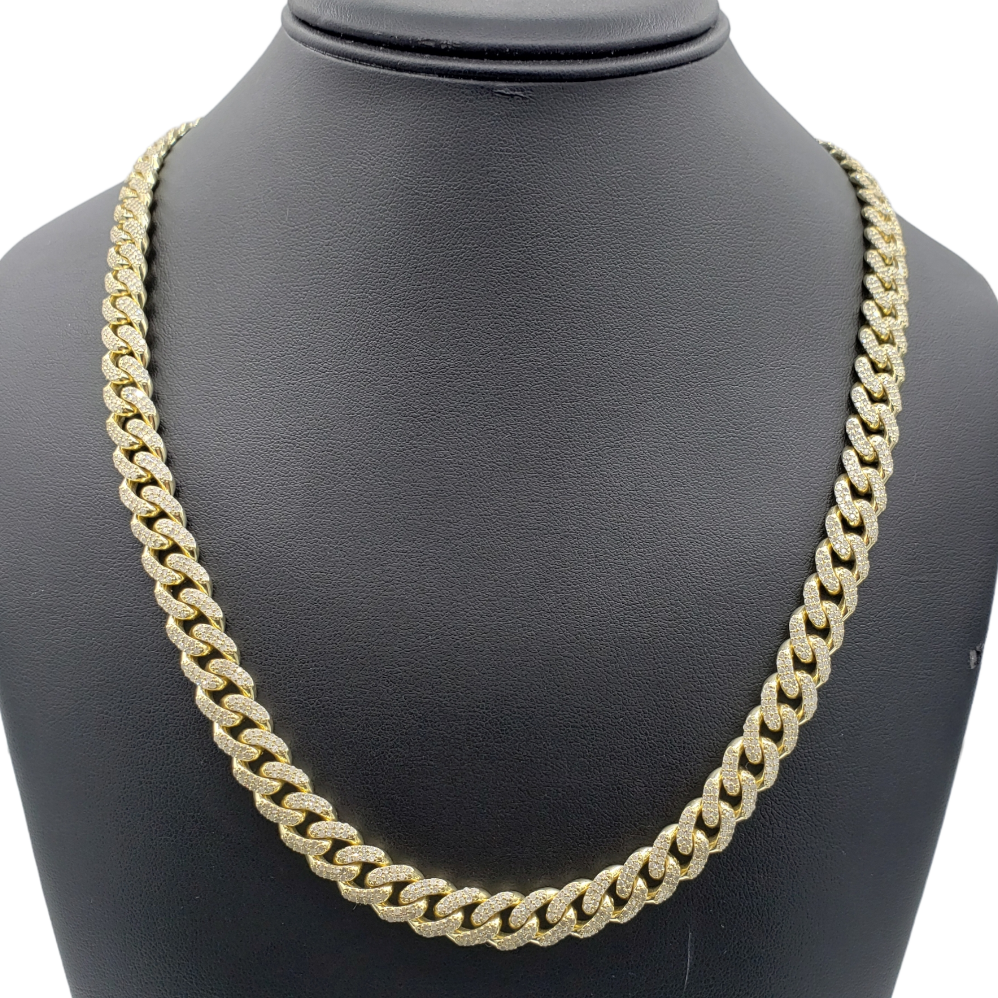 10K Gold- Iced Out Diamond Miami Cuban Chains (10mm)