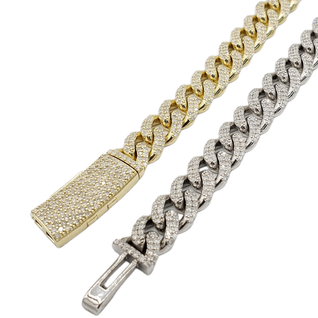 10K Gold- Iced Out Diamond Miami Cuban Chains (10mm)