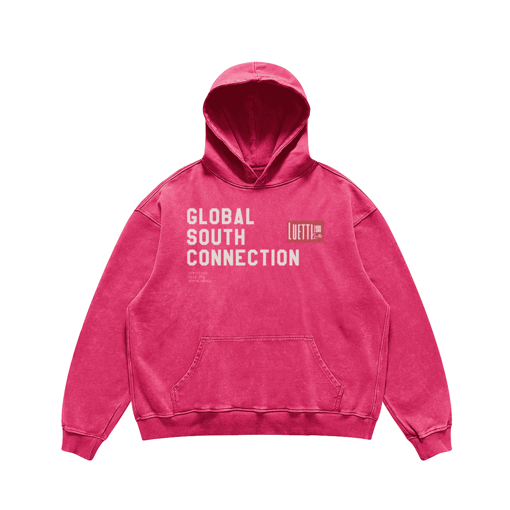Global South Connection Kapuzenpullover mit verwaschenem, lockerem Schnitt – gesticktes rotes Logo