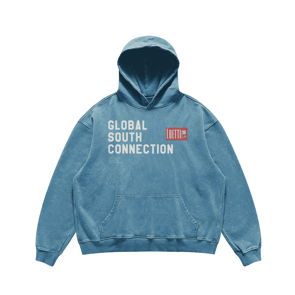 Global South Connection Kapuzenpullover mit verwaschenem, lockerem Schnitt – gesticktes rotes Logo