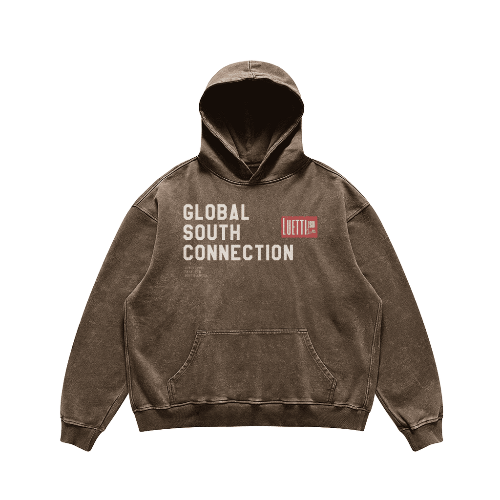 Global South Connection Kapuzenpullover mit verwaschenem, lockerem Schnitt – gesticktes rotes Logo
